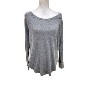 TNA Gray long Sleeve Relaxed Tunic Top Henley scoop neck high low hen size small